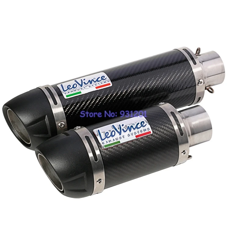 

Inlet 51mm Motorcycle Leovince Exhaust Pipe Muffler Carbon Fiber Universal for GSR750 CBR500R K6 K7 K8 MT07 MT09 Z1000 etc.