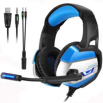 

ONIKUMA Gaming Headphones Deep Bass Stereo game Headset with Microphone Computer Wired Earphone LED light for PC PS4 Laptop Xbox