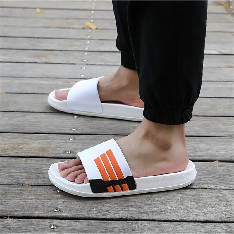 Slipper Male Shoes Ginghan Summer Beach Men Slides Man Outside Couple Slippers PVC Casual Style Bottom Flip Flops