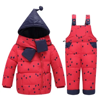 

2019 Winter Baby Girls clothing Sets Children Down Jackets Kids Snowsuit Warm baby Ski suit down Jackets Outerwear Coat+Pants