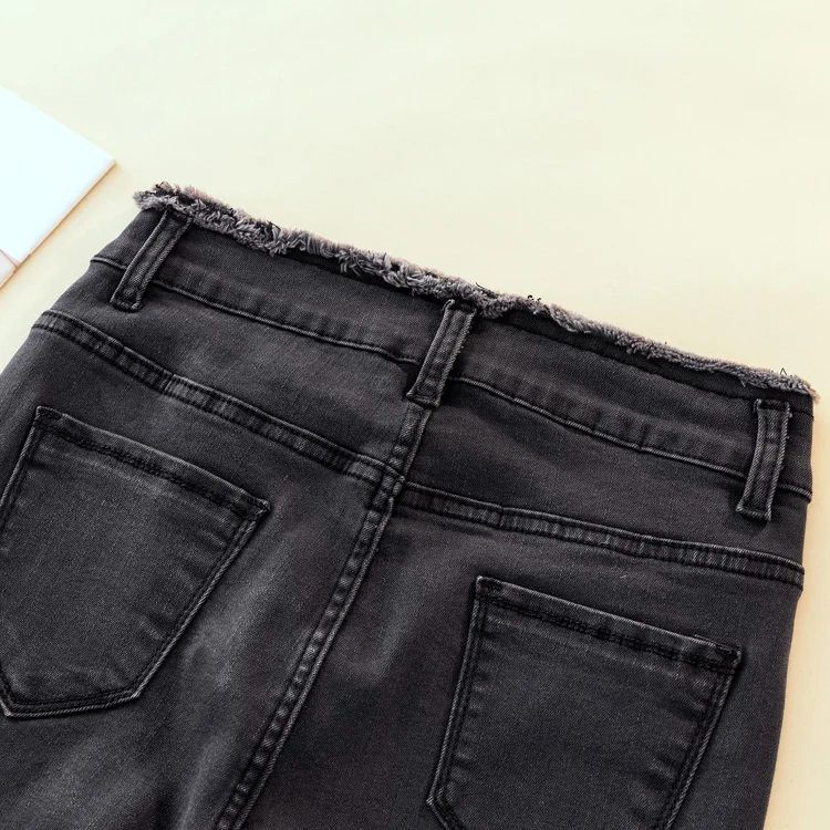 JUJULAND джинсы для женщин Женские джинсовые штаны черный цвет для s женские джинсы стрейч низ Feminino узкие брюки мотобрюки 8253