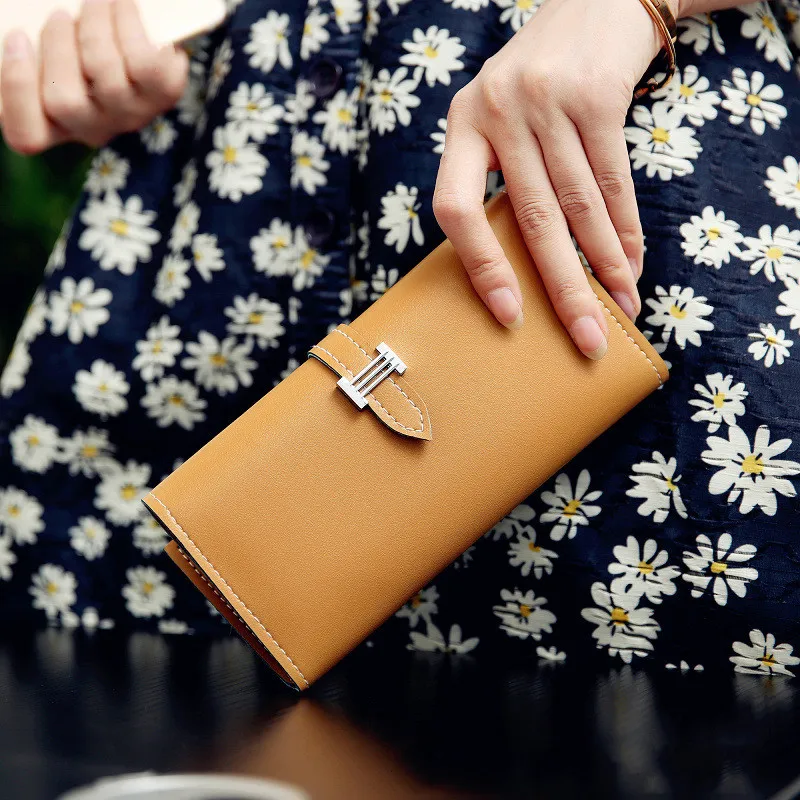 

2019 latest pumping large capacity high quality fashion multi-card long PU fashion explosion solid color trend leisure wallet