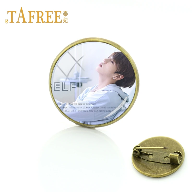 

TAFREE Trendy Men Band BST decorative brooch glass gem art photos Pin fans memento jewelry BTS54