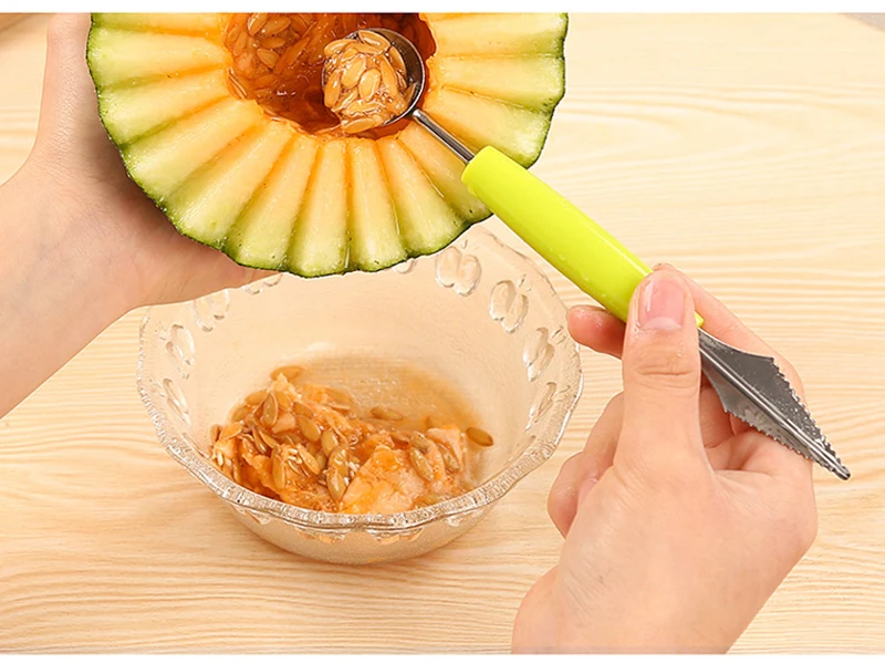 2in1 Dual-head ложка для мороженого киви арбуз фрукты-совок для мячей Дыня блюдо Digger резьба нож резак картофель Baller ложка