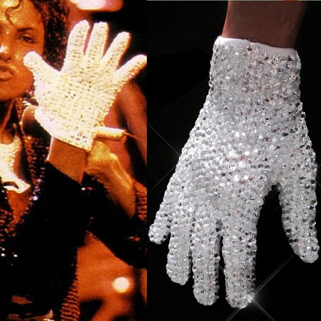 Rare MJ Michael Jackson Glove in Both Side Rhinestone Silver Crystal  Handmade