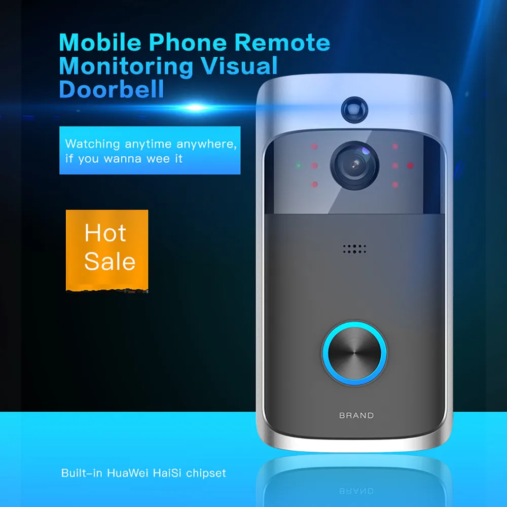 

HIPERDEAL Smart Video Wireless WiFi DoorBell IR Visual Camera Record Home Security System 5.3
