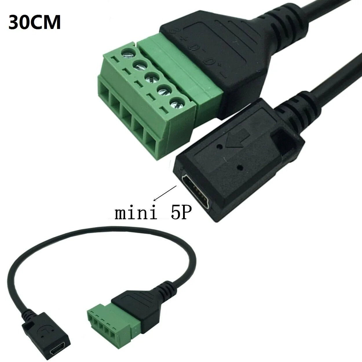USB 2.0 Mini 5 Pin Female to Bolt Screw Shield Terminals Adapter |