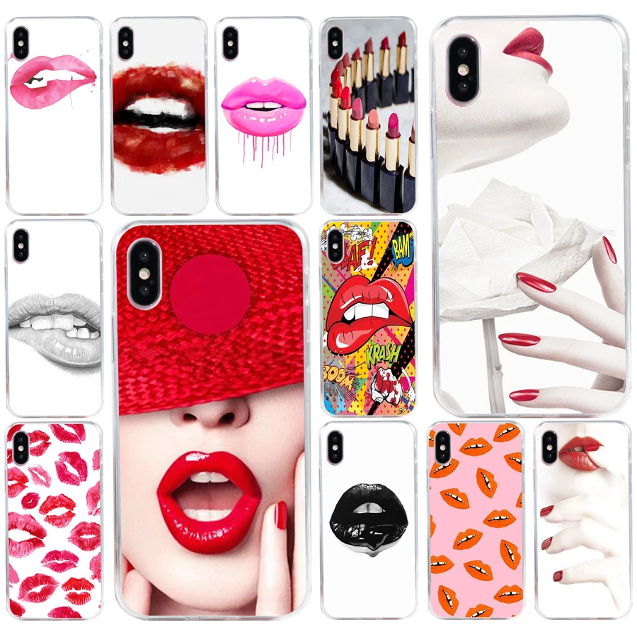210AQ Red Lips lipstick vogue Soft Silicone Tpu Cover phone Case for