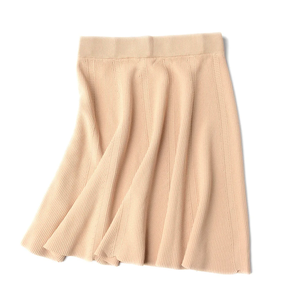 Гибкая эластичная талия мини трапециевидная трикотажная летняя юбка для женщин женские эластичные вязаные юбки черный серый желтый бежевый saia