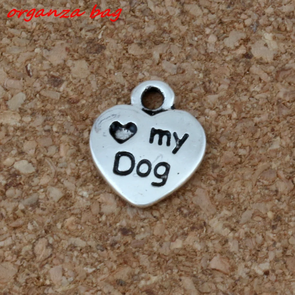 

300pcs Mini 9.5x12mm Heart "My Dog" with Dog Puppy Paw Print DIY Charm Pendant for Crafting, Jewelry Making Accessory A-212
