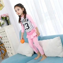 Милый мусульманский купальный костюм для девочек, пляжный купальный костюм, мусульманская пляжная одежда для детей, купальник из двух предметов, полный охват тела