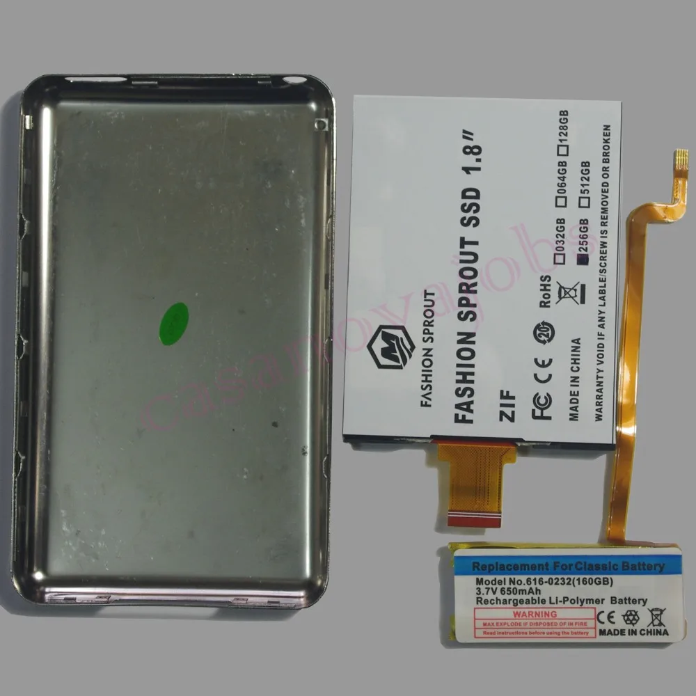 

For iPod classic 7th 256GB 1.8" SSD Chip with case battery replacement for MK2431GAH MK1634GAL and for iPod video