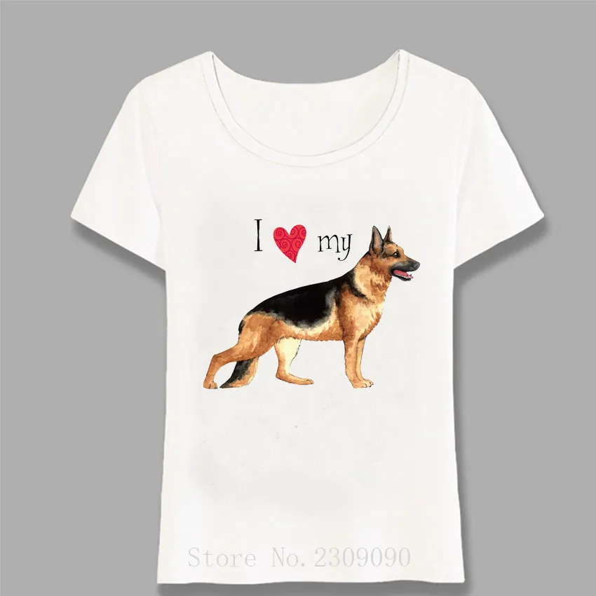 

I Love My Friend GSD Large T-Shirt Summer Fashion Women T-shirt German Shepherd Dog Casual Maiden Tops Cute Female Tees Harajuku