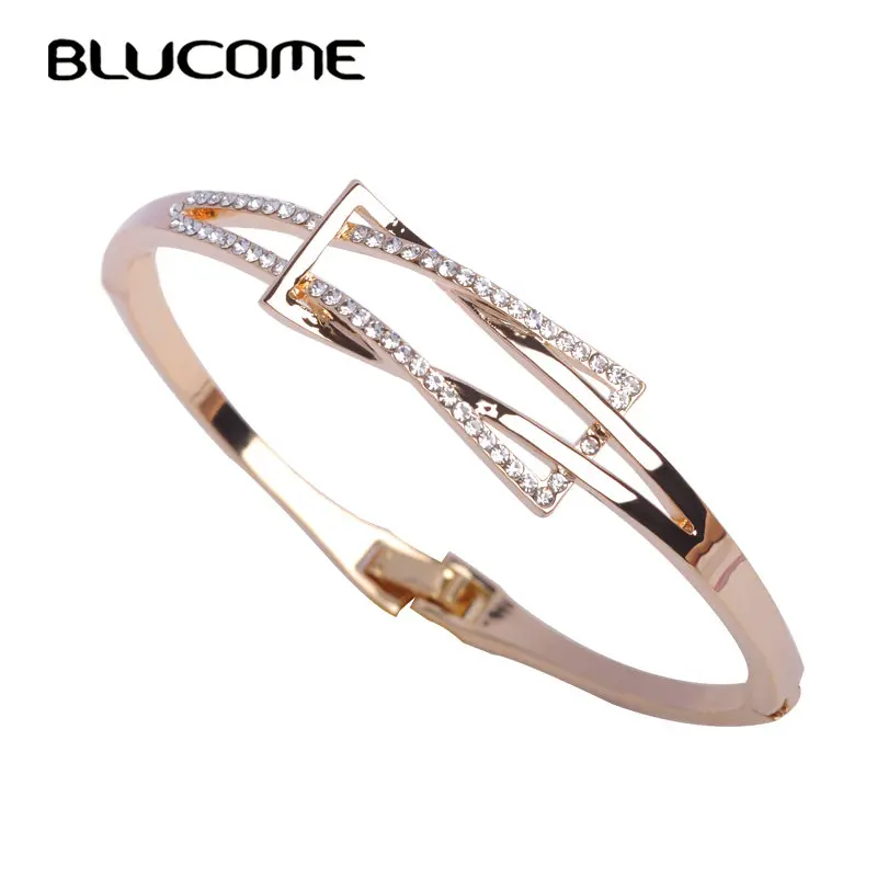 Женский браслет Blucome золотого цвета с кристаллами для вечеринок и вечеринок|bangle