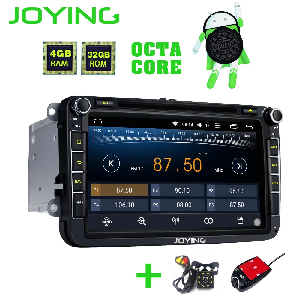 

JOYING Android 8.1 2din car radio player Octa Core 2GB universal head unit BT GPS Maps DSP Bluetooth HD Screen with free Camera