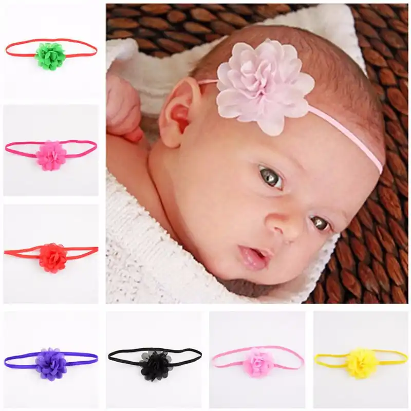 10Pcs Kids Girl Baby Chiffon Toddler Flower Bow Headband Cute Hair Band Headwear