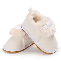 Обувь для малышей, новинка 2017 года, милая обувь для маленьких девочек в стиле принцессы, Зимняя Теплая обувь с милым бантиком, кашемировая
