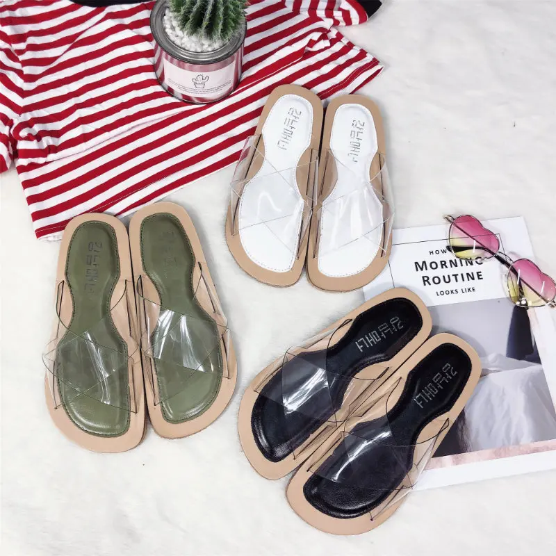 

2018 Women Slides Summer Open Toe Transparent Women Slippers Bathroom Shower Antiskid Flip Flops Sandals Fashion Indoor Shoes