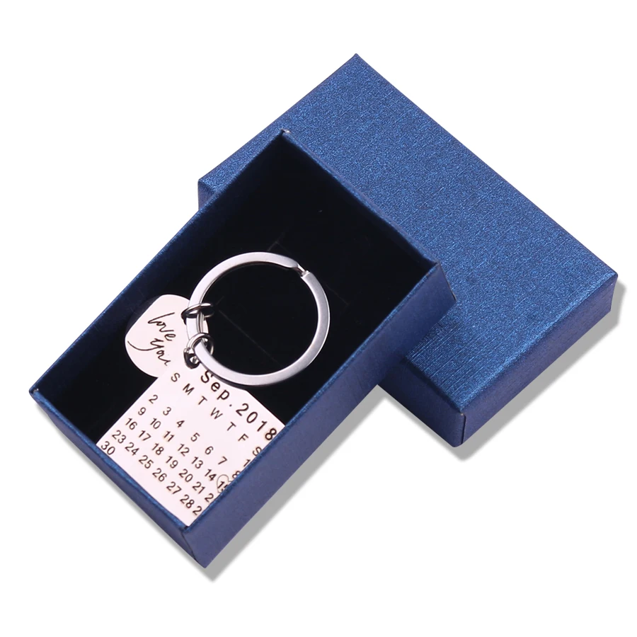 

Fathers Day Sale,Personalized Calendar Keychain,Signature Calendar Key Chain Stamped Calendar, Date Highlighted with Heart