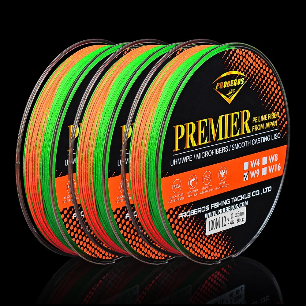 

2019 PRO BEROS 9 Strands Multifilament Fishing Line Super Strong 9 Weaves 100M PE Braided Color Braids Line for Saltwater