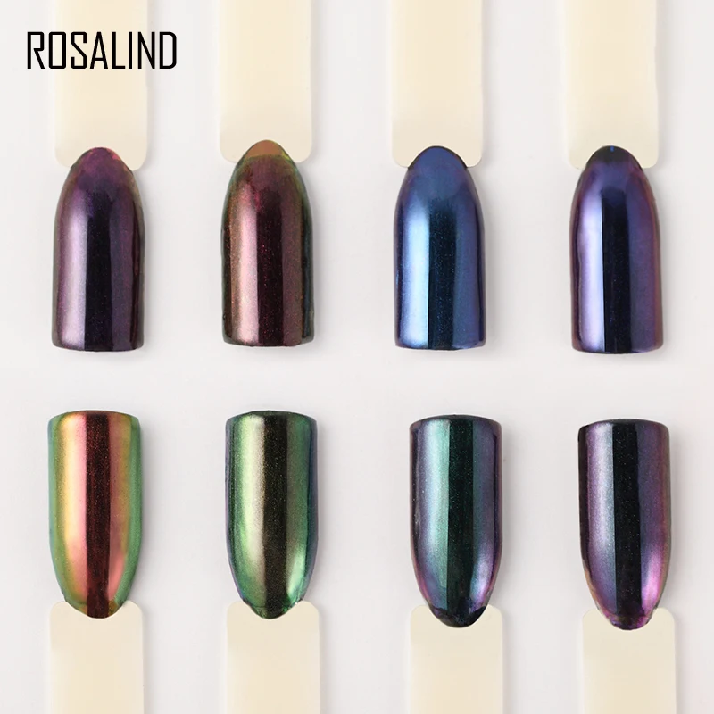 

ROSALIND Nail Glitter Chameleon Powder Peacock Powder UV Nail Art Manicure Decoration Need Base Gel Varnish For Nails Design