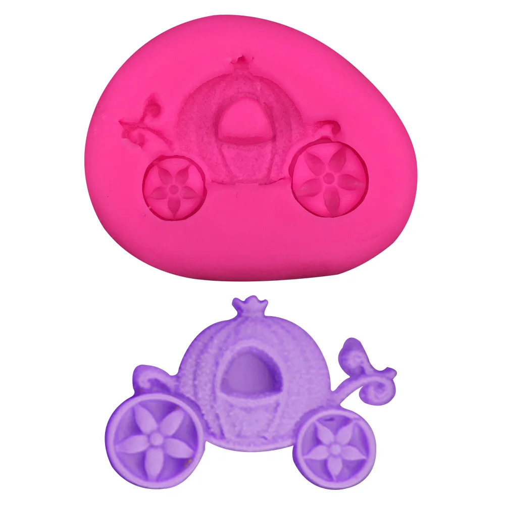 

Fairy Princess mini pumpkin cart chocolate Party cake decorating tools DIY baking fondant silicone mold E630