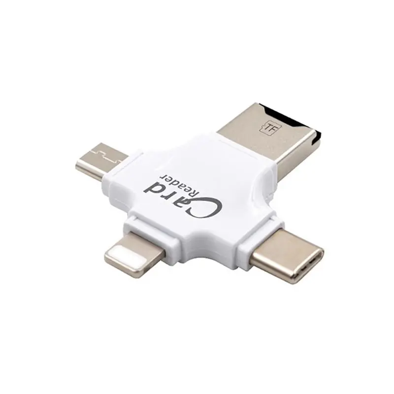 Ingelon 4 в 1 SD кард-ридер usb-C Micro USB MicroSD type C для ipad/iphone 7plus 6s5s MacBook OTG TF ридер sd для cf адаптер - Цвет: R006-white