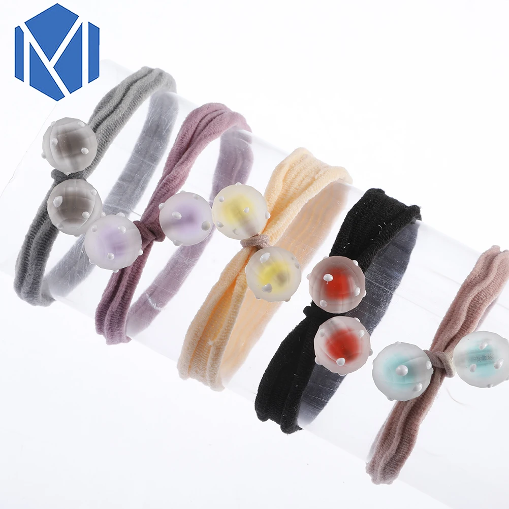 

M MISM 1pc Hair Tie Rope Elasitc Hair Bands With Colorful Ball For Children Girls Rubber Bands Hair Accessories
