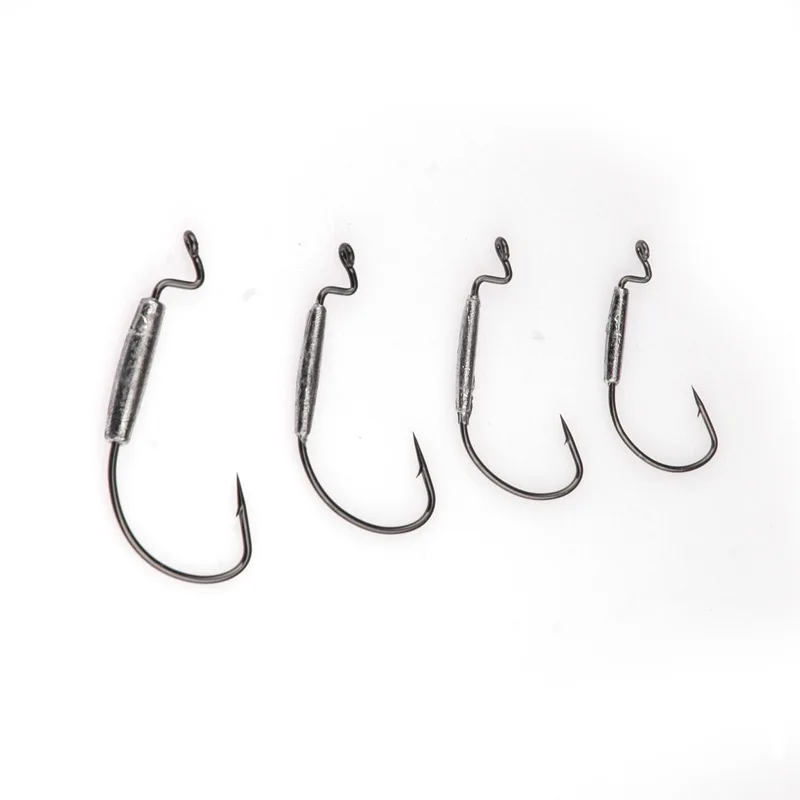 Fishing Soft Worm Hook With Lead Wide Belly Black Nickel Soft Lures Hooks Grub Texas Rig Barbed Fishhook Cylinder Lead Sinker