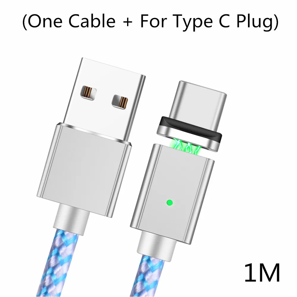 Магнитный кабель OLAF usb type-C для samsung galaxy s8 note8 plus type-C светодиодный кабель с магнитной USB-C для быстрой зарядки USB C - Цвет: Silver Type C Cable