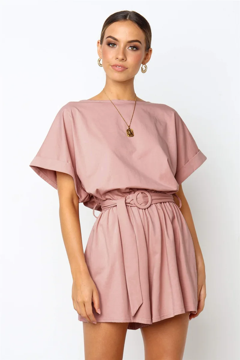 Summer Playsuit Women Fashion Belted Elegant Beach Romper Casual Short Sleeve Jumpsuit Summer Playsuit Women Fashion Belted Elegant Beach Romper Casual Short Sleeve Jumpsuit