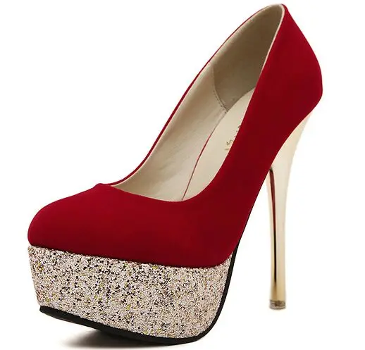 

Size 4~8 Sexy Red High Heel Women Shoes Autumn Wedding Golden Heels Women Pumps Sexy zapatos mujer