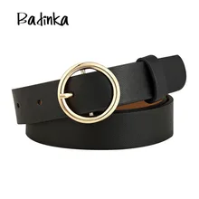Badinka New Gold Round Metal Circle Belt Female Gold Silver Black White PU Leather Waist Belts for Women Jeans Pants Wholesale