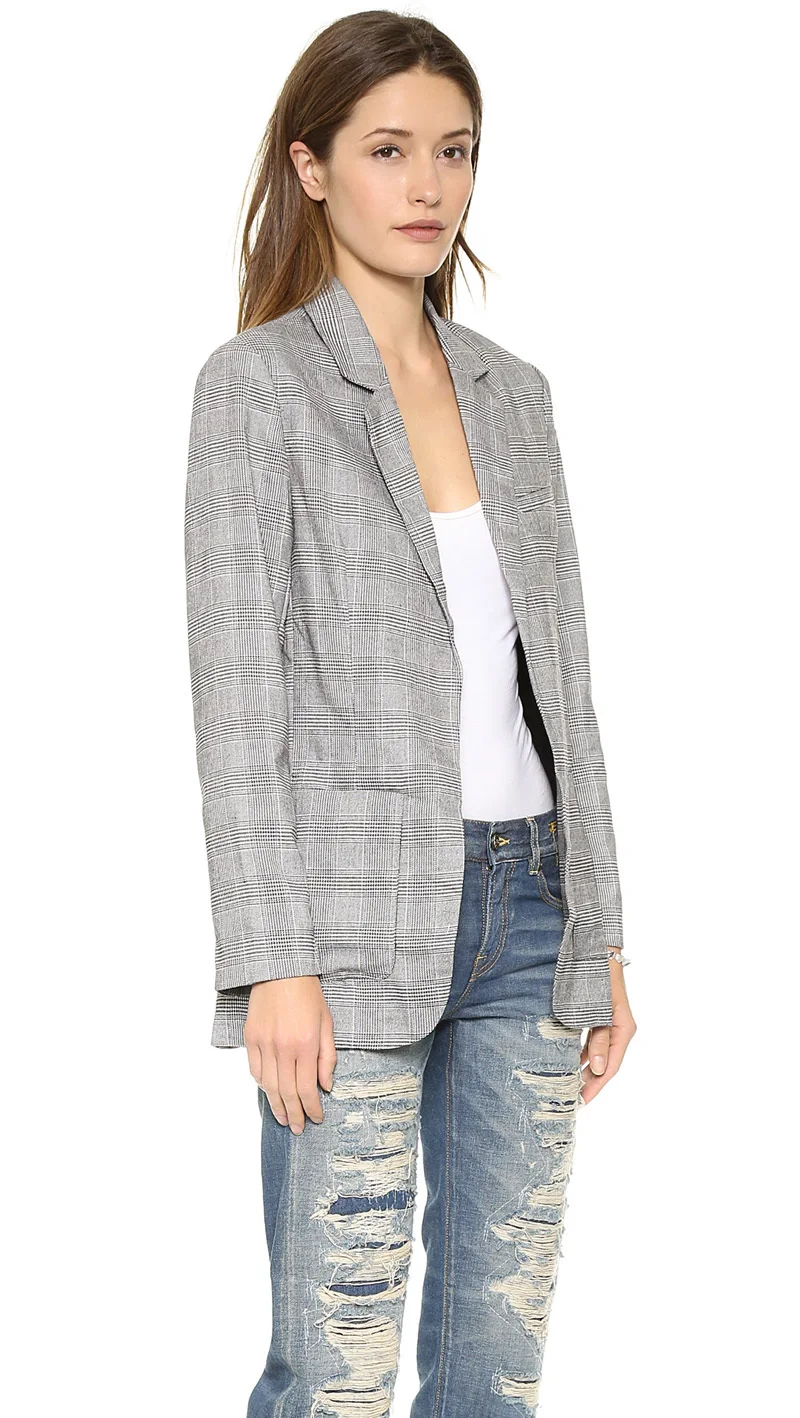Grey plaid jacket womens Clearance