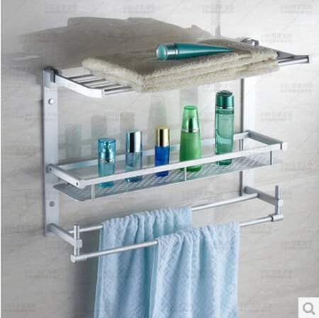 

Towel rack shelf space aluminium multifunction 3 layer The new folding king 60 cm bath towel rack