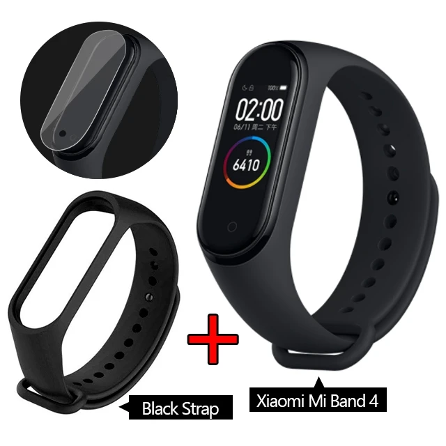 Xiaomi mi Band 4 Smart AMOLED цветной экран браслет пульсометр фитнес Bluetooth 5,0 50MSwim mi ng водонепроницаемый mi Band 4 - Цвет: Band 4 add Black