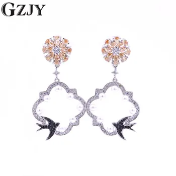 

GZJY Fashion Swallow Zircon Pearl Dangle Earrings For Women Party Silver Earrings brincos Jewelry boucle d'oreille femme Gift