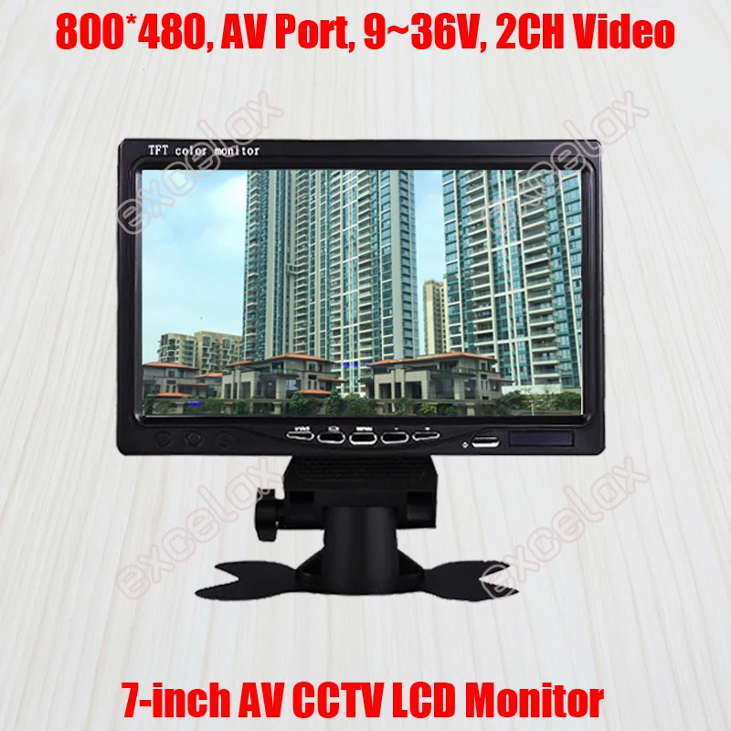 

7-Inch 800x480 AV Port 2CH Video Analog Monitor 7" Color TFT LCD Display for CCTV Surveillance Security Camera