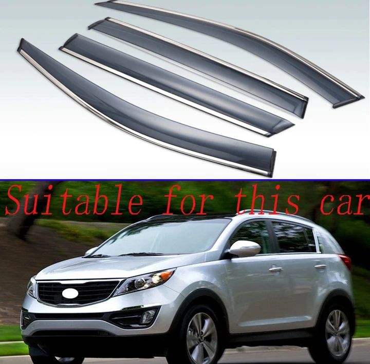 For Kia Sportage 2010 2011 2012 2013 Plastic Exterior Visor Vent Shades Window Sun Rain Guard Deflector 4pcs