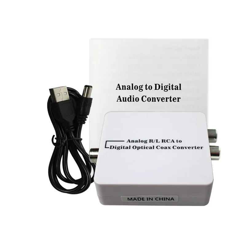 Analog R/L rca to digital optical coax converter  with earphone Spdif,Coaxial  port