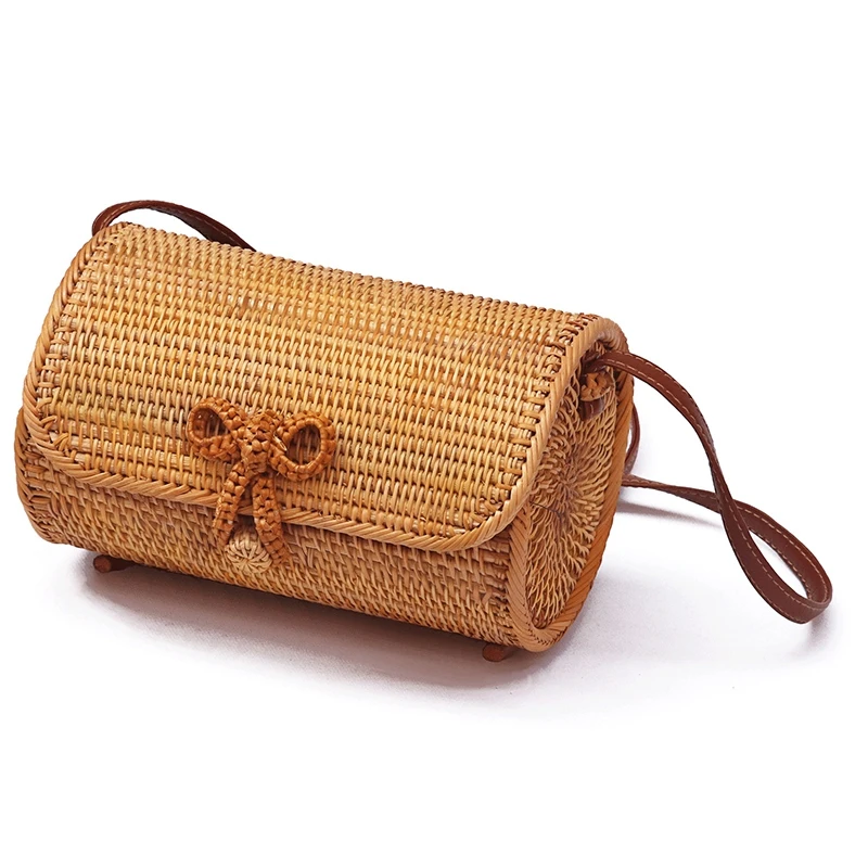 

Handwoven Bali Rectangle Retro Rattan Straw Beach Bag Crossbody Small Square Bag Luxury Handbags Women Bags