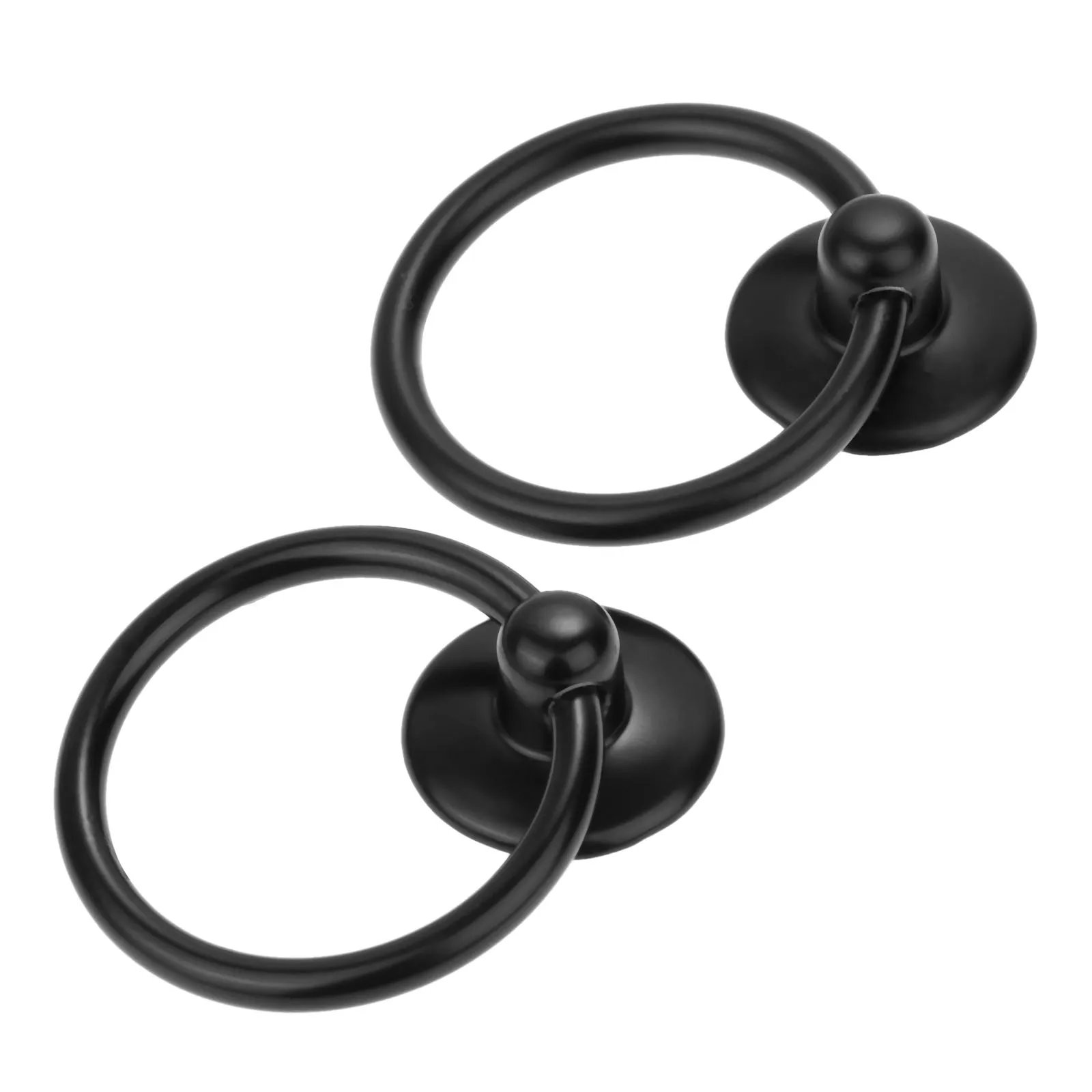DRELD 2 Pcs خمر الأثاث مقبض أسود خزائن المطبخ مقبض سحب المقابض لخزانة ملابس بأدراج دولاب باب معدني حلقة 25*52mm