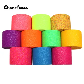 

2y/bag Chunky Glitter Ribbon 75MM Soft Fabric Fluorescent Sequin Ribbon Gift Packaging Handmade Material DIY Hairbow Accessories