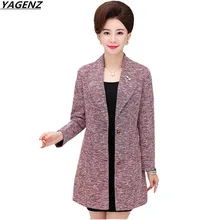 Women Basic Coat 2017 Autumn Middle age Suit Jacket Fashion Mother Clothing Slim Big Size Female Outerwear Casual Tops YAGENZ399