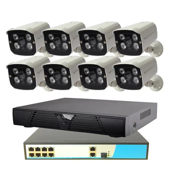 

8CH POE Security System 1080P 8ch NVR+8ch PoE Switch+2MP Outdoor POE IP Camera Surveillance System IR Night Vision