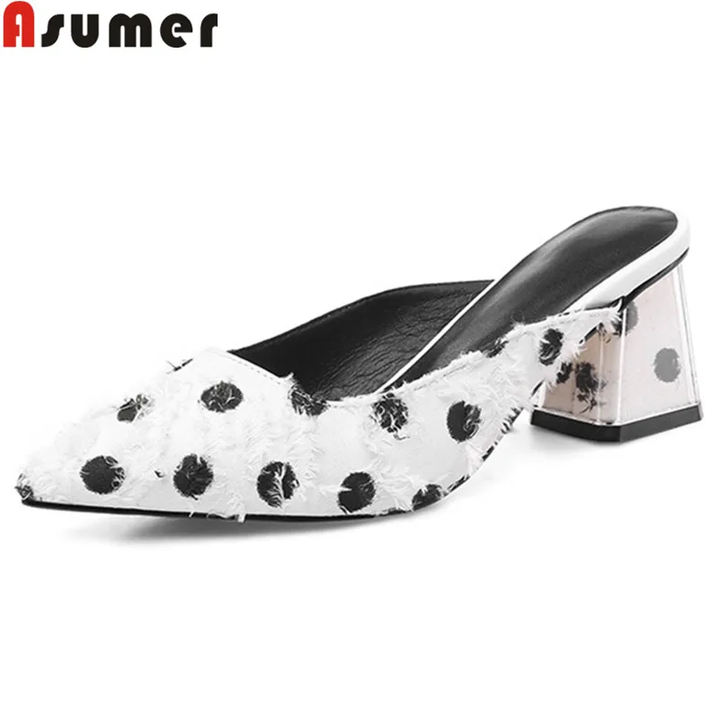 

ASUMER 2019 summer new shoes woman pointed toe shallow slingback sandals women square high heels shoes women Casual female shoes