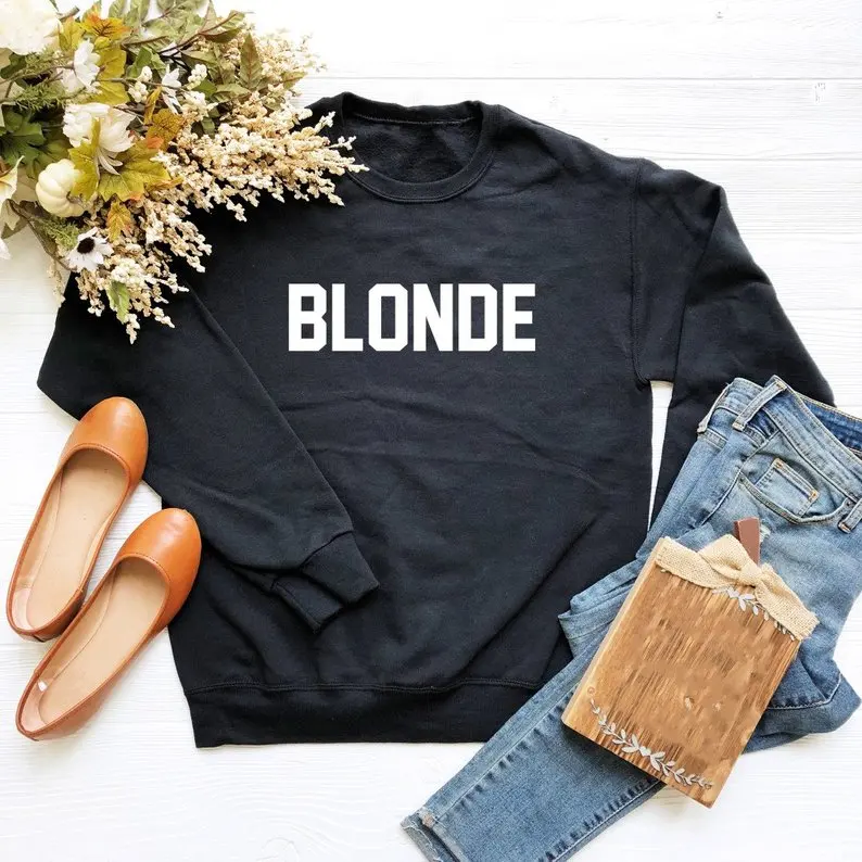 Skuggnas Blonde Sweatshirt graphic tumblr clothing gift for bestfriends funny jumper long sleeve BFF Jumper Matching Outfits skuggnas new arrival animals make me happy people not so much sweatshirt teen gift funny cool jumper tumblr graphic sweatshirt