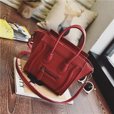 Bolsos Mujer, трапециевидная смайликовая сумка, роскошная Брендовая женская сумка из искусственной кожи, сумка через плечо от известного дизайнера, сумки через плечо - Цвет: red