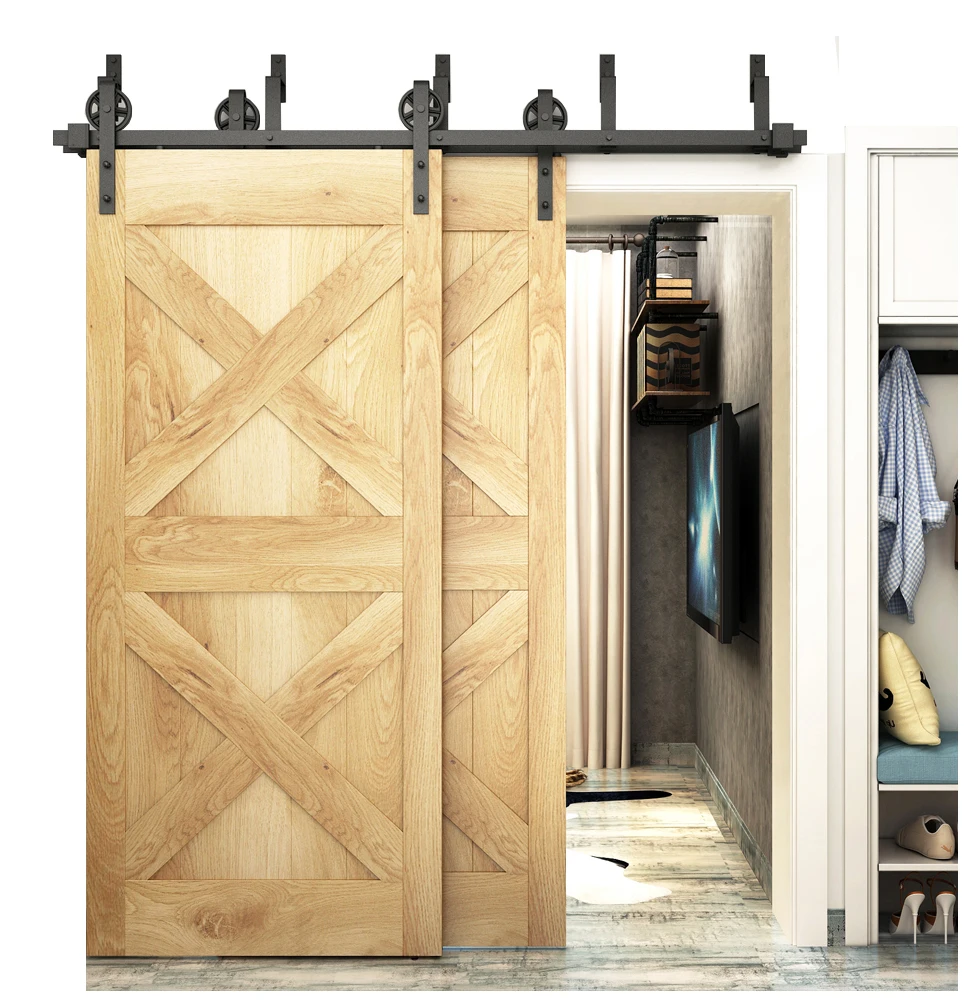 Diyhd Bypass Sliding Barn Door Hardware Big Spoke Wheel Double