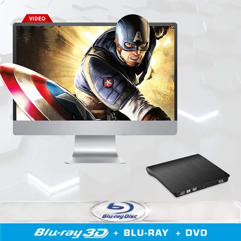 USB 3,0 Bluray привод CD DVD RW ГОРЕЛКА писатель Blu ray BD-R плеер оптический привод для ноутбука hp Macbook окно 10